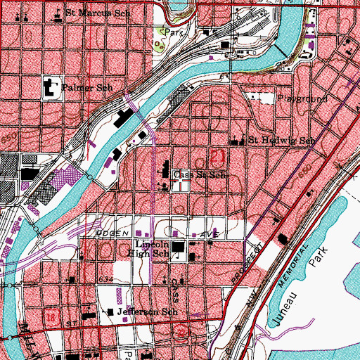 Topographic Map of Cass Park, WI