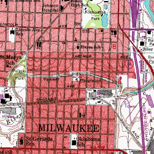 Topographic Map of Cleveland Park, WI