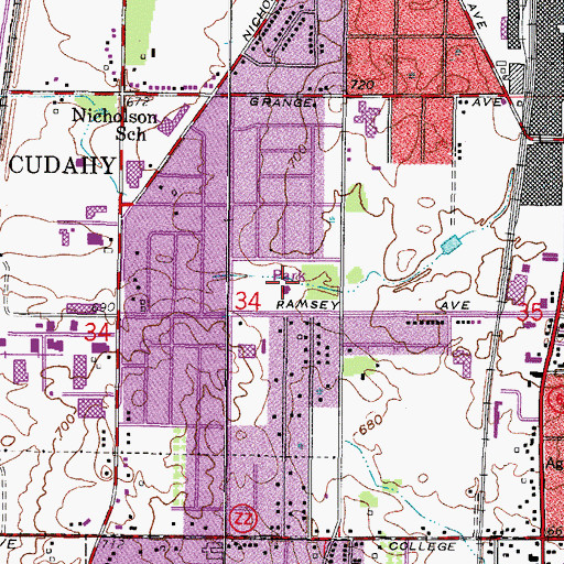 Topographic Map of Cudahy Park, WI