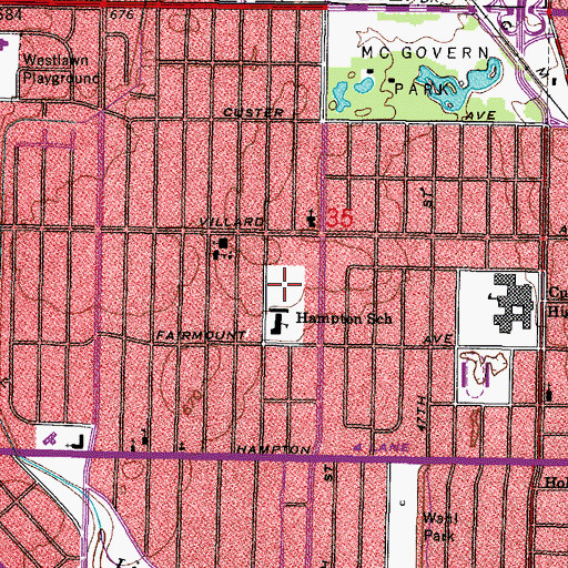 Topographic Map of Hampton Park, WI