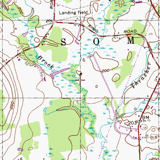 Topographic Map of Watchaug Brook, CT