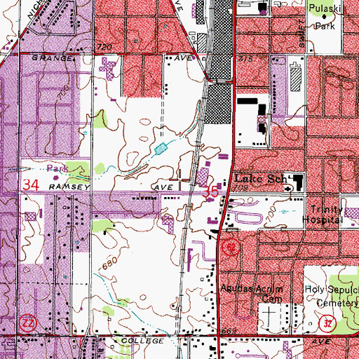 Topographic Map of Ladish Park, WI