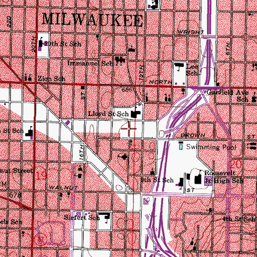 Topographic Map of Lloyd Park, WI