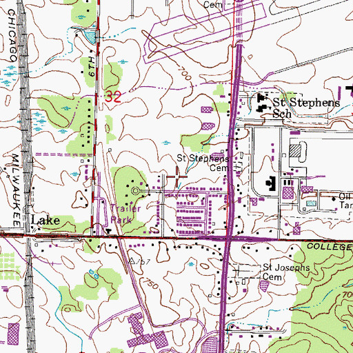 Topographic Map of Lucas Park, WI