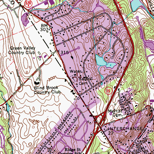Topographic Map of King Street Baptist Cemetery, CT