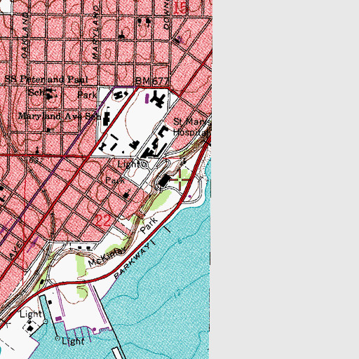 Topographic Map of North Point Park, WI