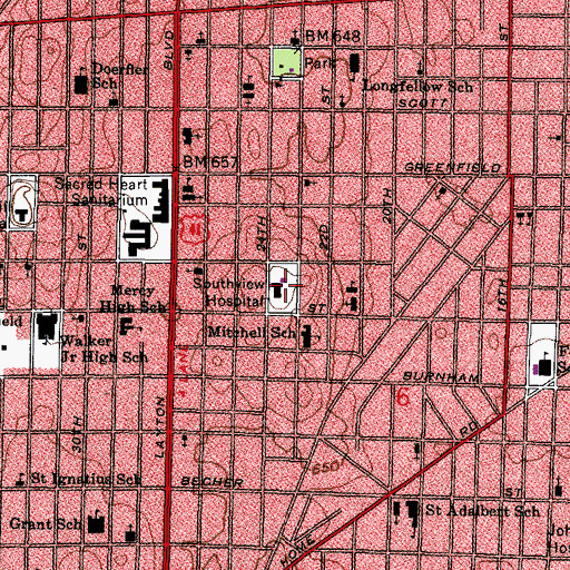 Topographic Map of Reiske Park, WI