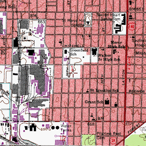 Topographic Map of Rogers Park, WI