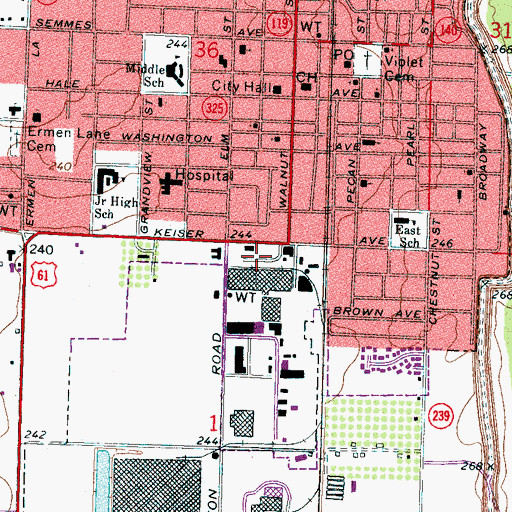 Topographic Map of Osceola Police Department, AR