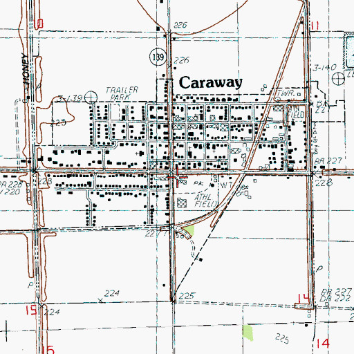 Topographic Map of Caraway Police Department, AR