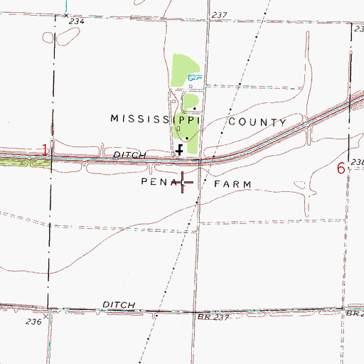 Topographic Map of Mississippi County Sheriff's Office, AR