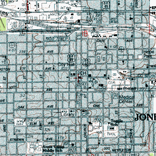 Topographic Map of Federal Bureau of Investigation Jonesboro Resident Office, AR