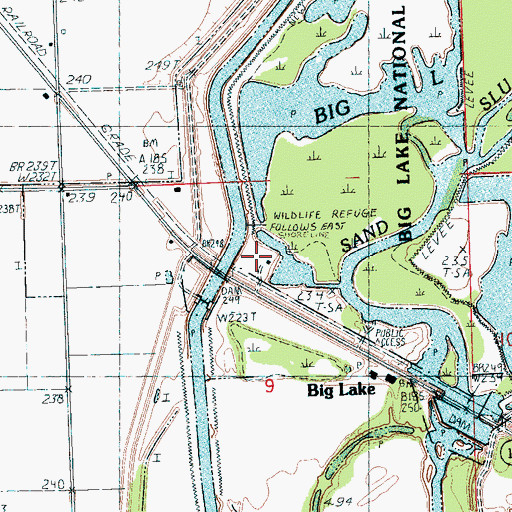 Topographic Map of United States Fish and Wildlife Big Lake National Wildlife Refuge Park Security, AR