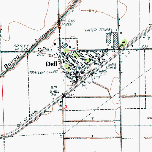 Topographic Map of Dell Police Department, AR