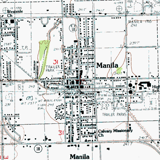 Topographic Map of Manila Police Department, AR
