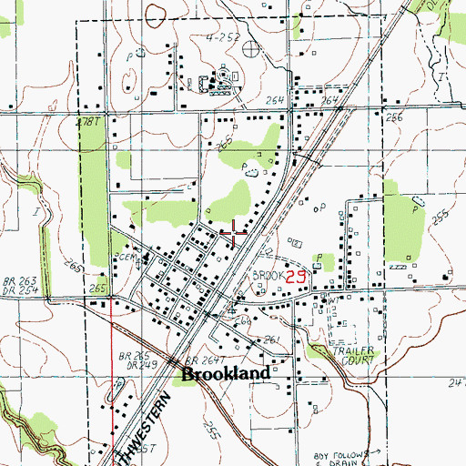Topographic Map of Brookland Police Department, AR
