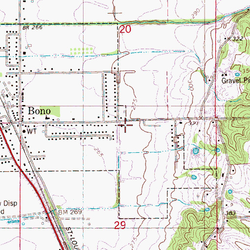 Topographic Map of Bono Police Department, AR