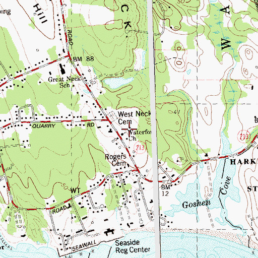 Topographic Map of Waterford Church, CT