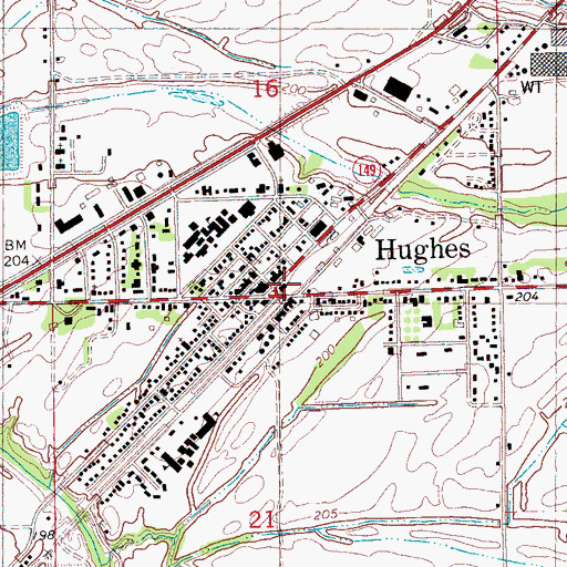Topographic Map of Hughes Police Department, AR