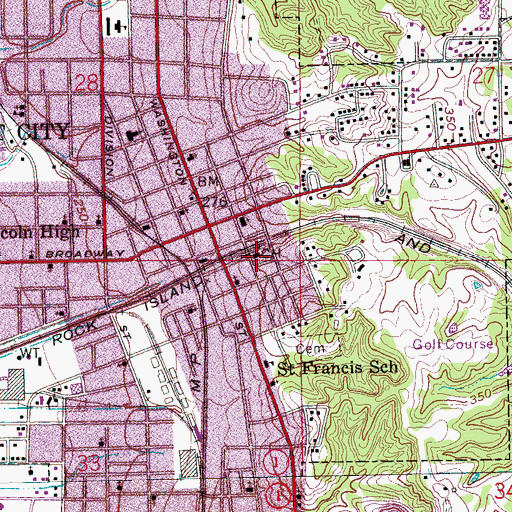 Topographic Map of Saint Francis County Sheriff's Office, AR
