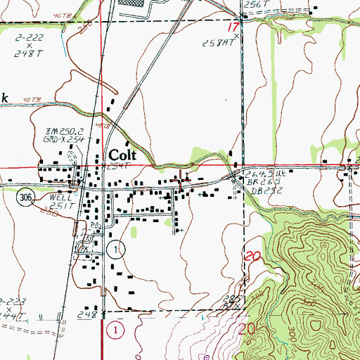 Topographic Map of Colt Police Department, AR