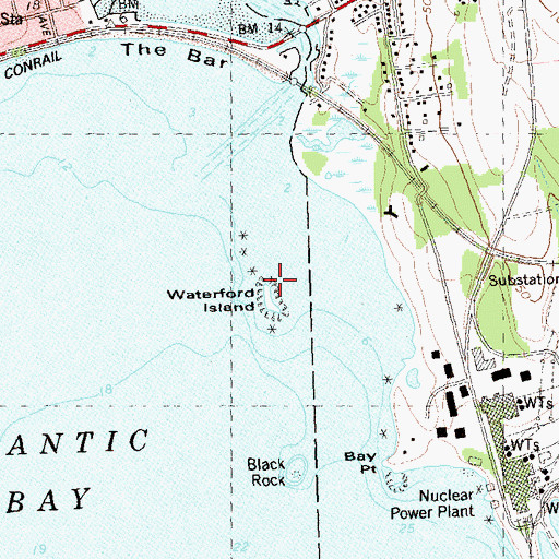 Topographic Map of Waterford Island, CT