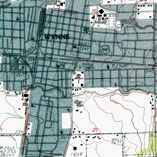 Topographic Map of Cross County Sheriff's Office, AR