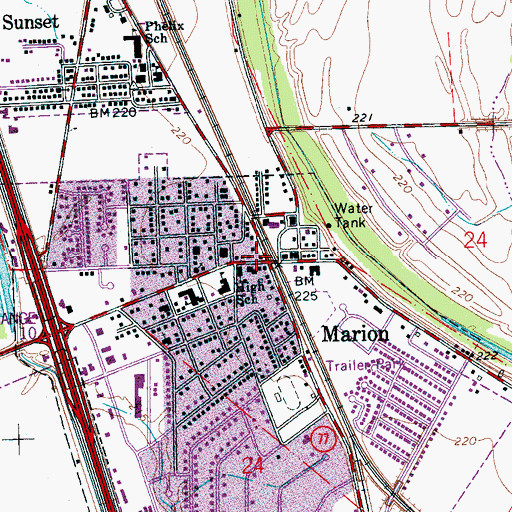 Topographic Map of Marion Police Department, AR