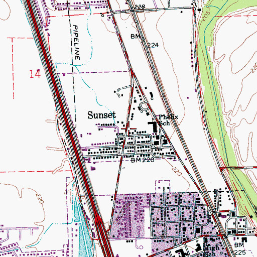 Topographic Map of Sunset Police Department, AR