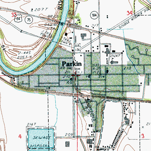 Topographic Map of Parkin Police Department, AR