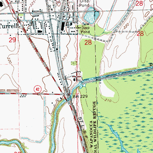 Topographic Map of United States Fish and Wildlife Wapanocca National Wildlife Refuge Park Security, AR