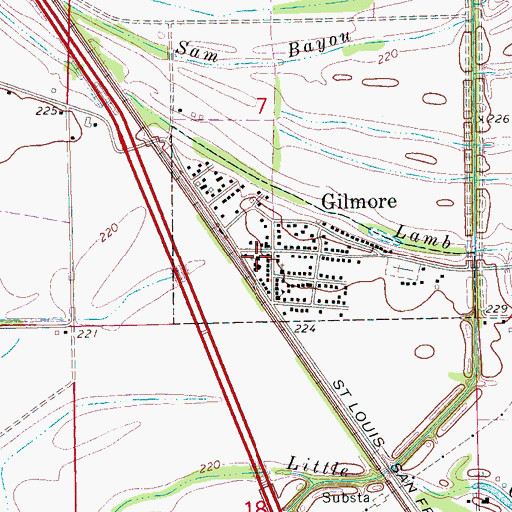 Topographic Map of Gilmore Police Department, AR