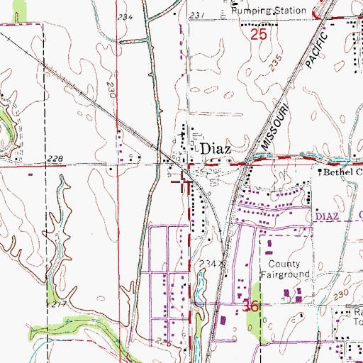 Topographic Map of Diaz Police Department, AR