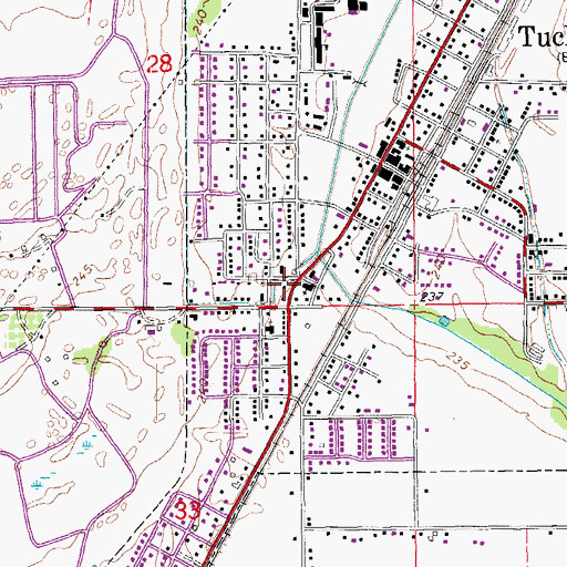 Topographic Map of Tuckerman Police Department, AR