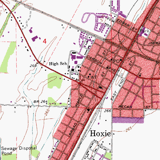 Topographic Map of Hoxie Police Department, AR