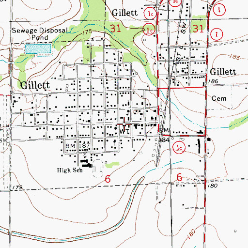 Topographic Map of Gillett Police Department, AR