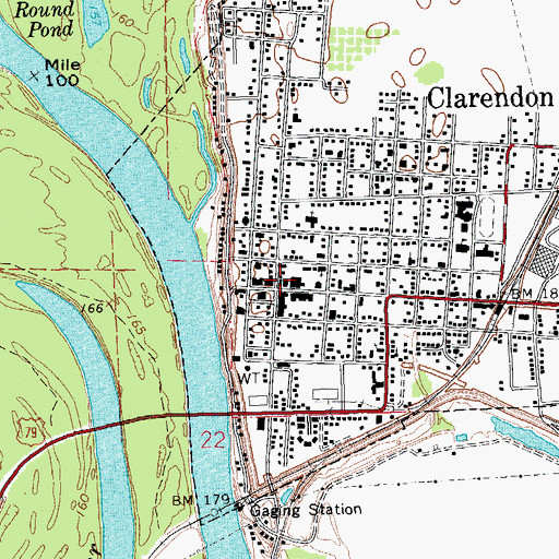 Topographic Map of Clarendon Police Department, AR