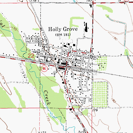 Topographic Map of Holly Grove Police Department, AR