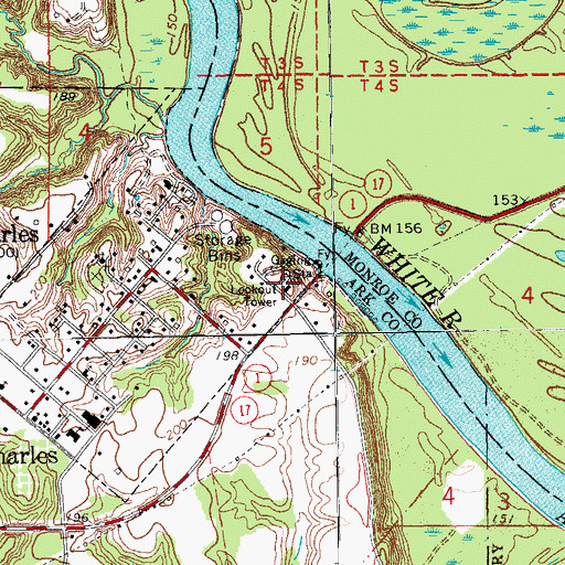 Topographic Map of United States Fish and Wildlife White River National Wildlife Refuge Park Security, AR