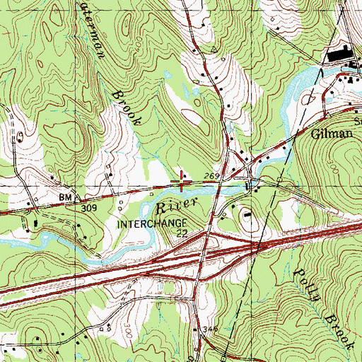 Topographic Map of Waterman Brook, CT
