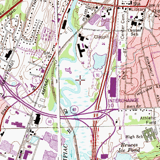 Topographic Map of Watermans Brook, CT