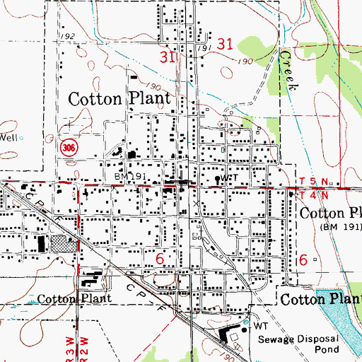 Topographic Map of Cotton Plant Police Department, AR