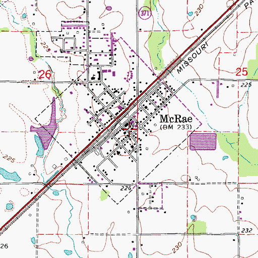 Topographic Map of McRae Police Department, AR