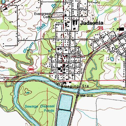 Topographic Map of Judsonia Police Department, AR