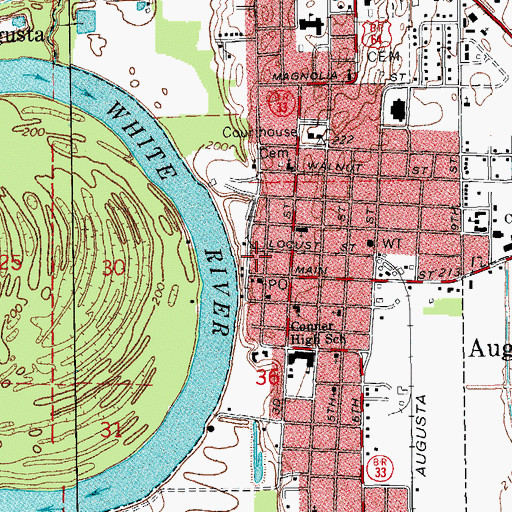 Topographic Map of Augusta Police Department, AR