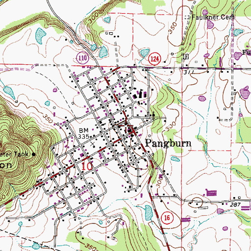 Topographic Map of Pangburn Police Department, AR