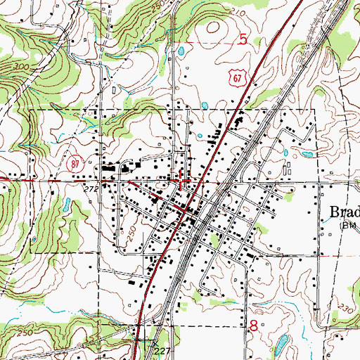 Topographic Map of Bradford Police Department, AR
