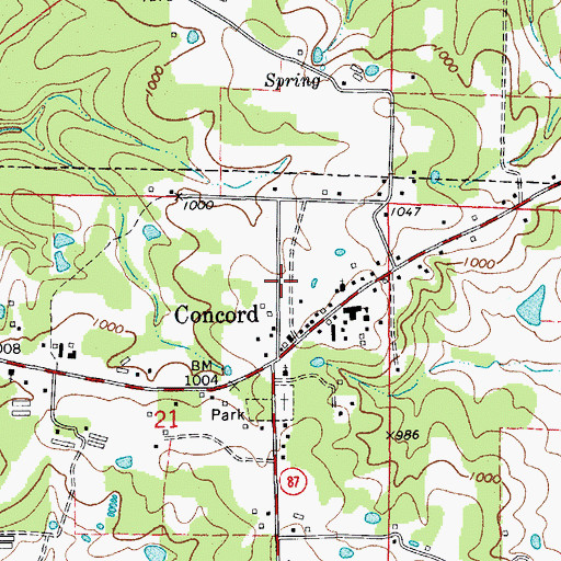 Topographic Map of Concord City Marshall's Office, AR