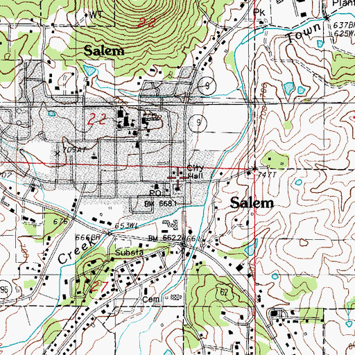 Topographic Map of Salem Police Department, AR