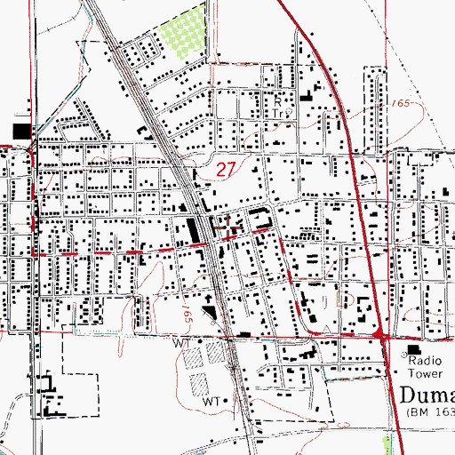 Topographic Map of Dumas Police Department, AR
